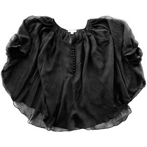 Beulah | NWOT Short Dolman Sleeve Blouse Black Georgette Size S